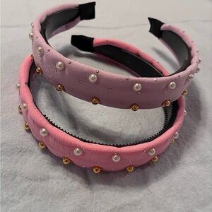 Pink and Lavender Pearl Embellished Headbands - set of 2 NWOT